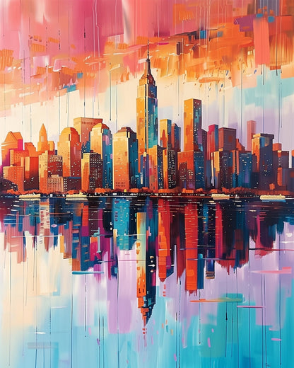 New York Skyline at Sunset - USA - Judy Paint