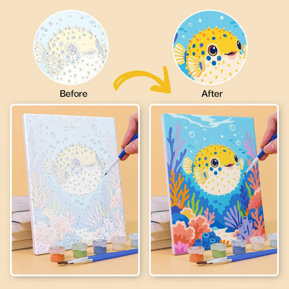 Before and after painting by numbers