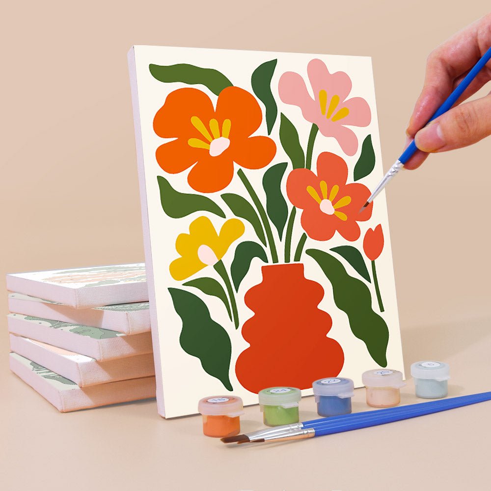 Orange Poppy Vases mini painting set