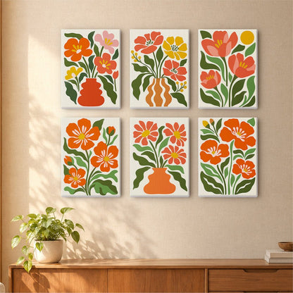 Orange Poppy Vases mini painting set