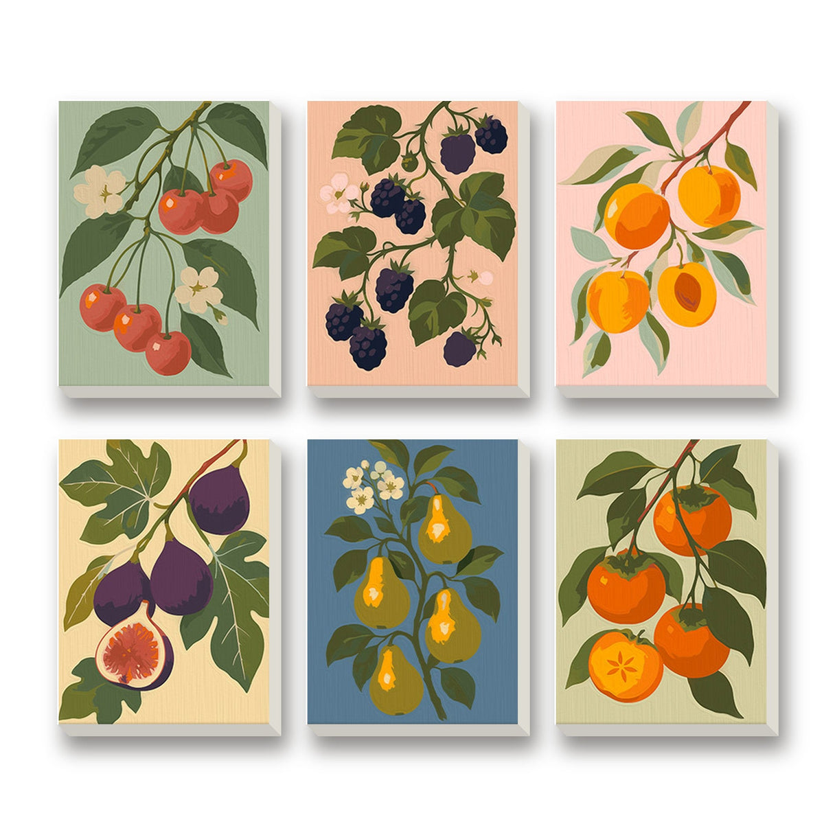 Orchard Fruits – set of 6 mini paint by numbers canvases