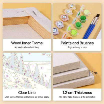 Wood inner frame, paints and brushes, clear lines, 1.2 cm thickness