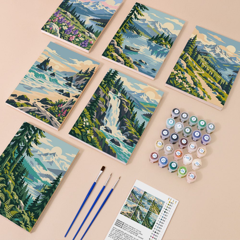 Everything in the Pacific Northwest mini painting kit