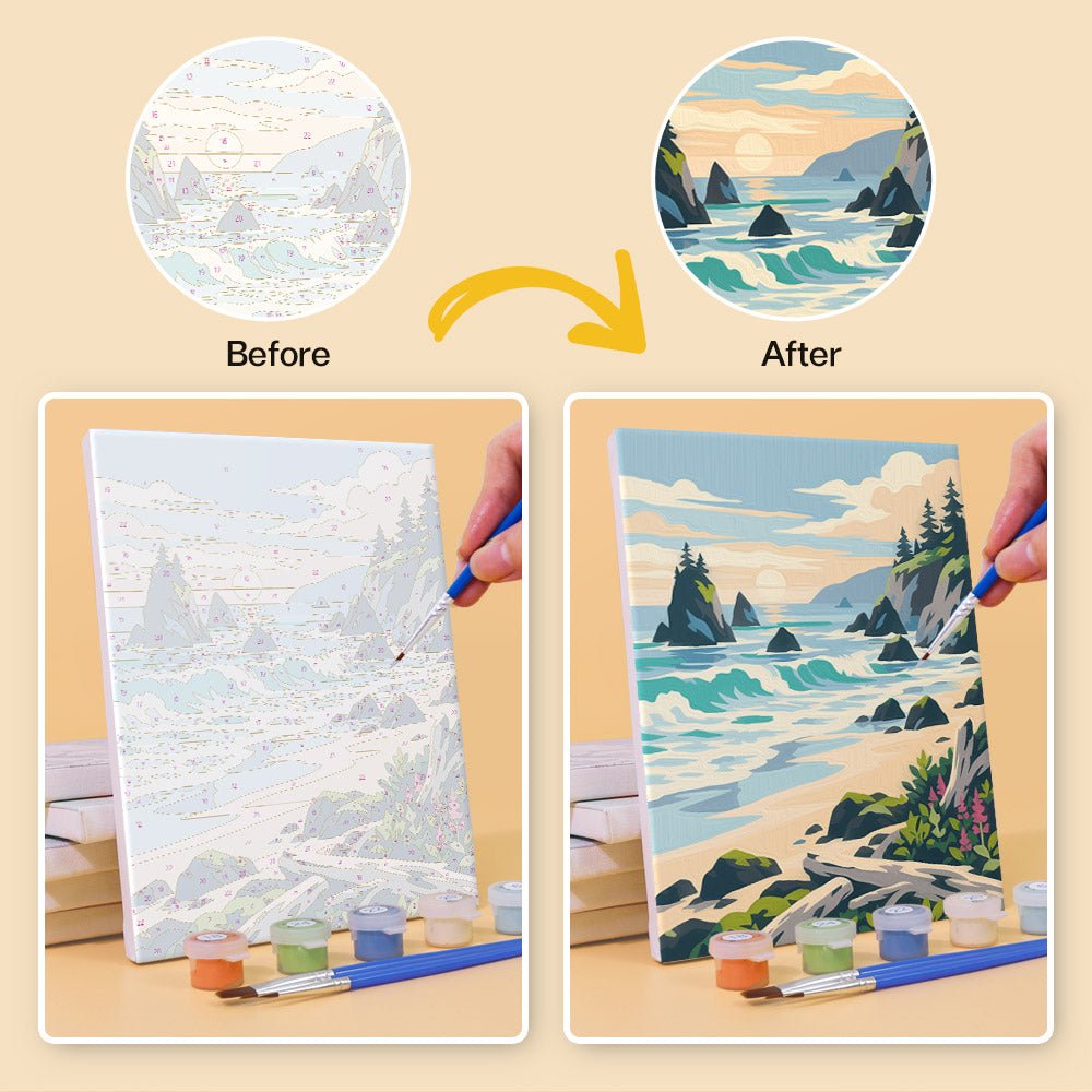 Before and after painting by numbers