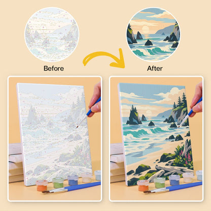 Before and after painting by numbers