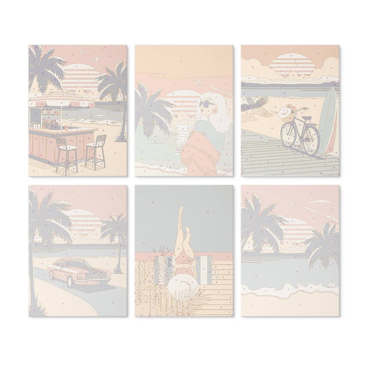Palm Coast Getaway – Set of 6 Mini Paintings - Judy Paint