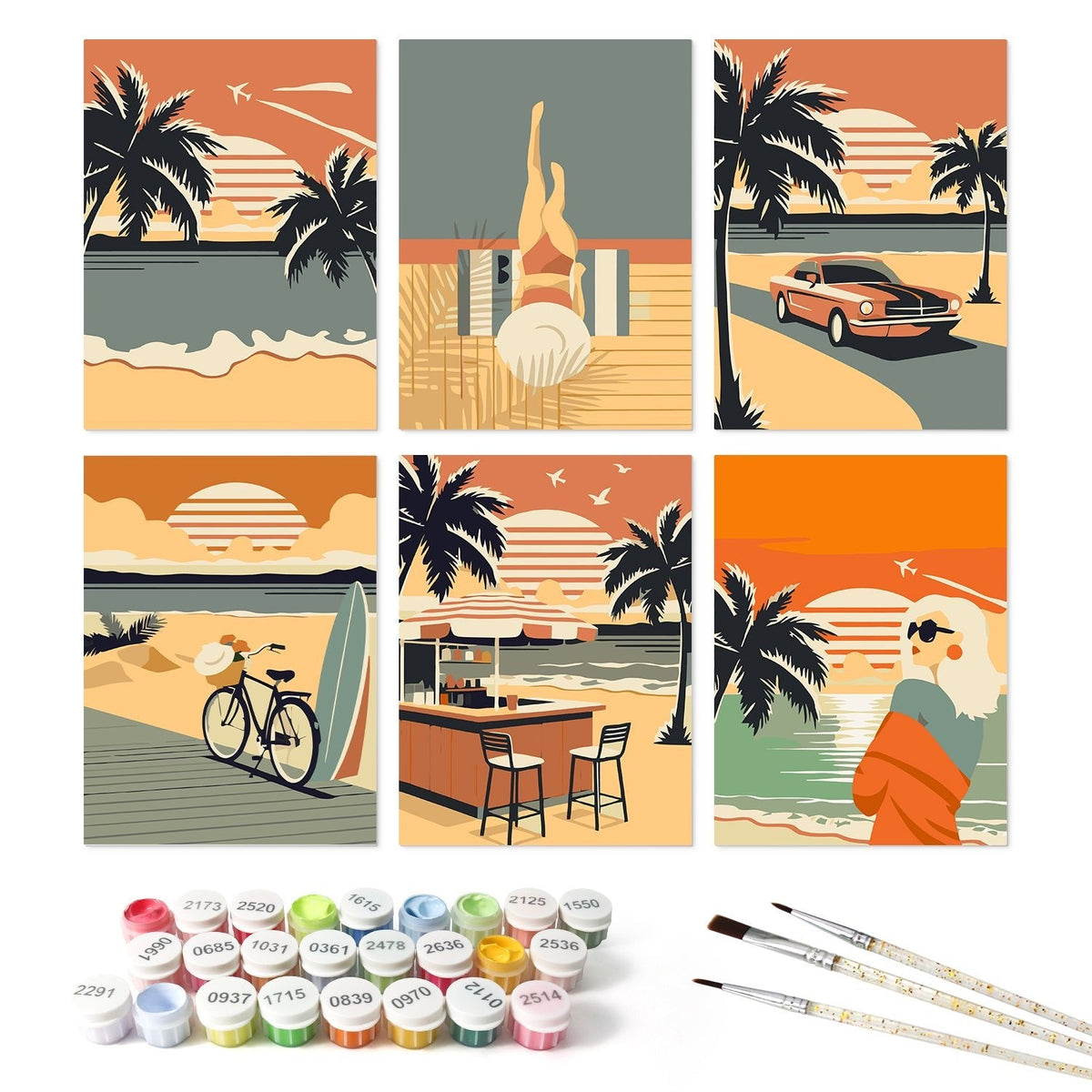 Palm Coast Getaway – Set of 6 Mini Paintings - Judy Paint