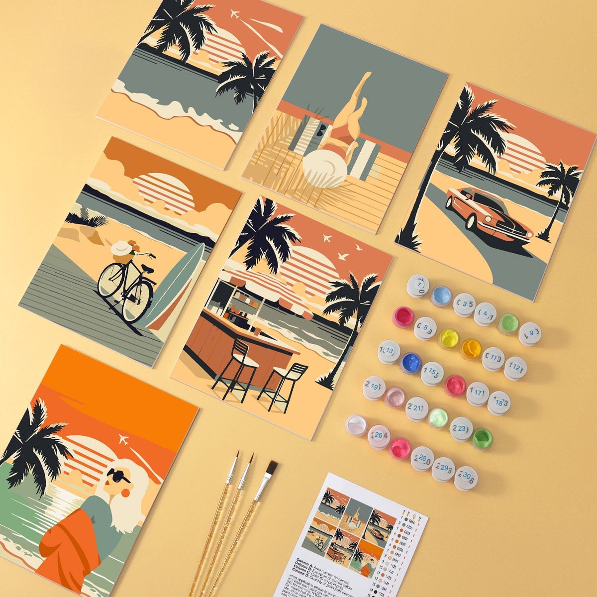 Palm Coast Getaway – Set of 6 Mini Paintings - Judy Paint