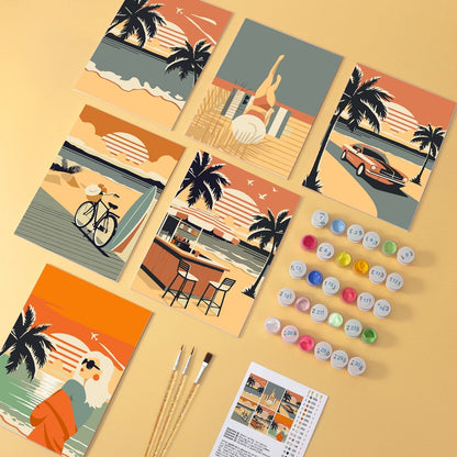 Palm Coast Getaway – Set of 6 Mini Paintings - Judy Paint