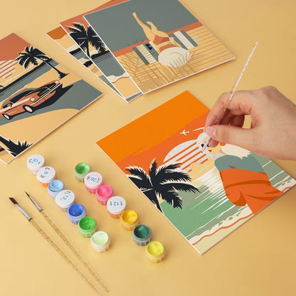 Palm Coast Getaway – Set of 6 Mini Paintings - Judy Paint