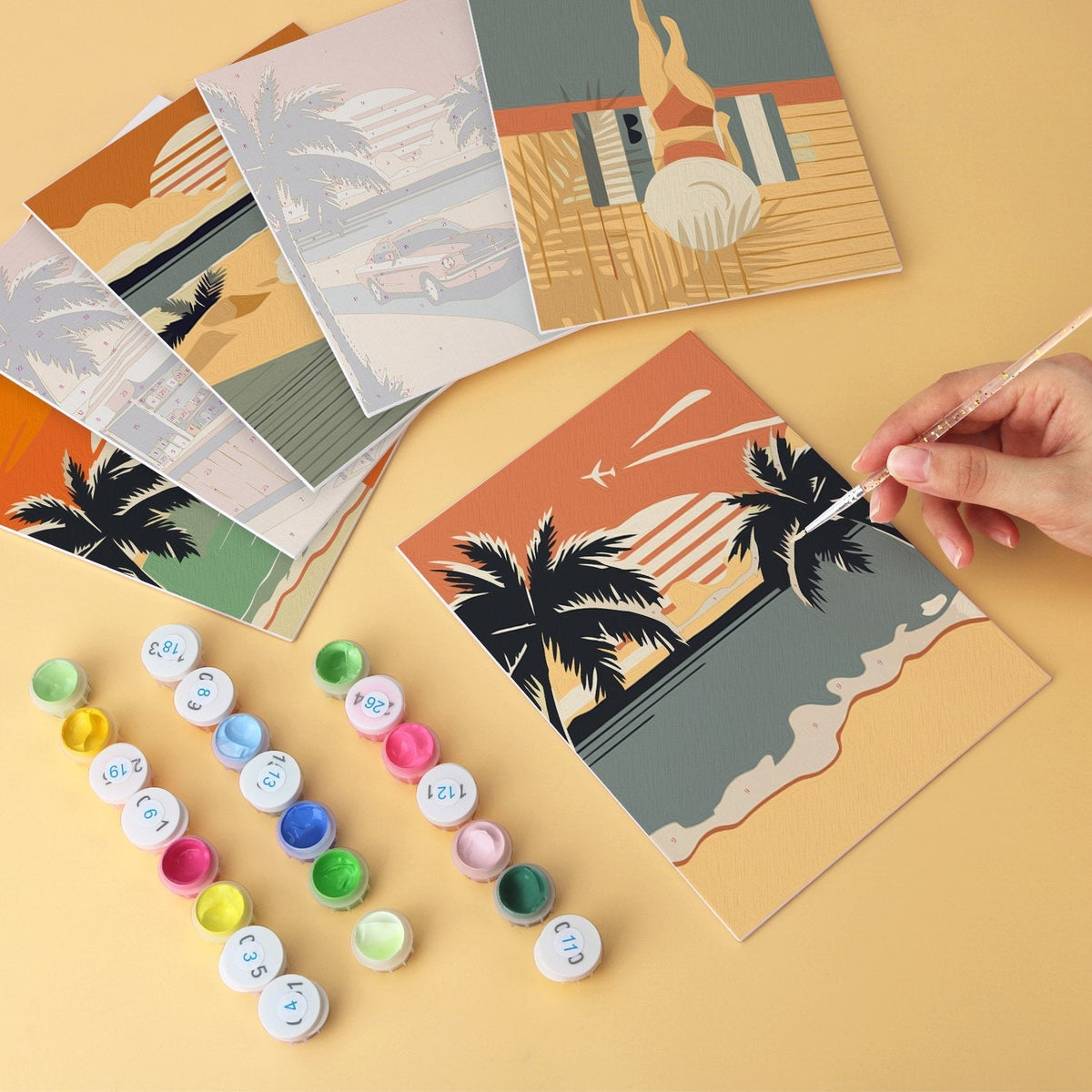 Palm Coast Getaway – Set of 6 Mini Paintings - Judy Paint