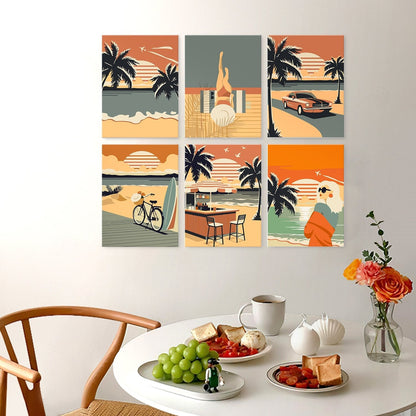 Palm Coast Getaway – Set of 6 Mini Paintings - Judy Paint