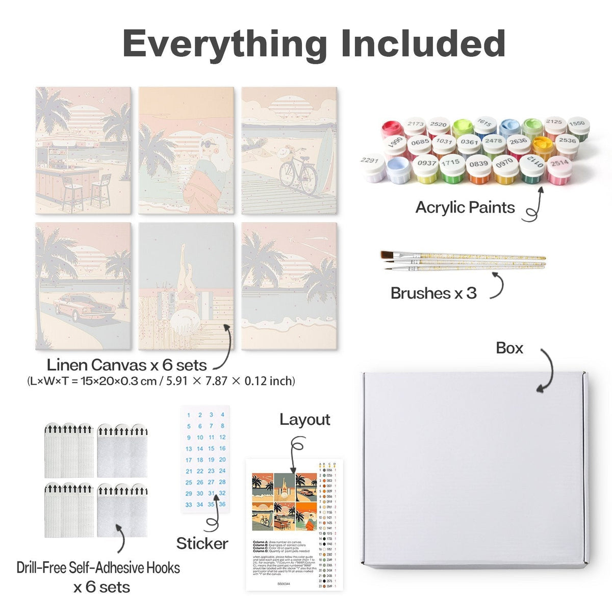 Palm Coast Getaway – Set of 6 Mini Paintings - Judy Paint