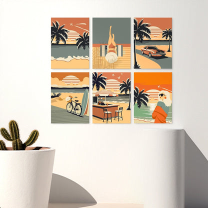 Palm Coast Getaway – Set of 6 Mini Paintings - Judy Paint