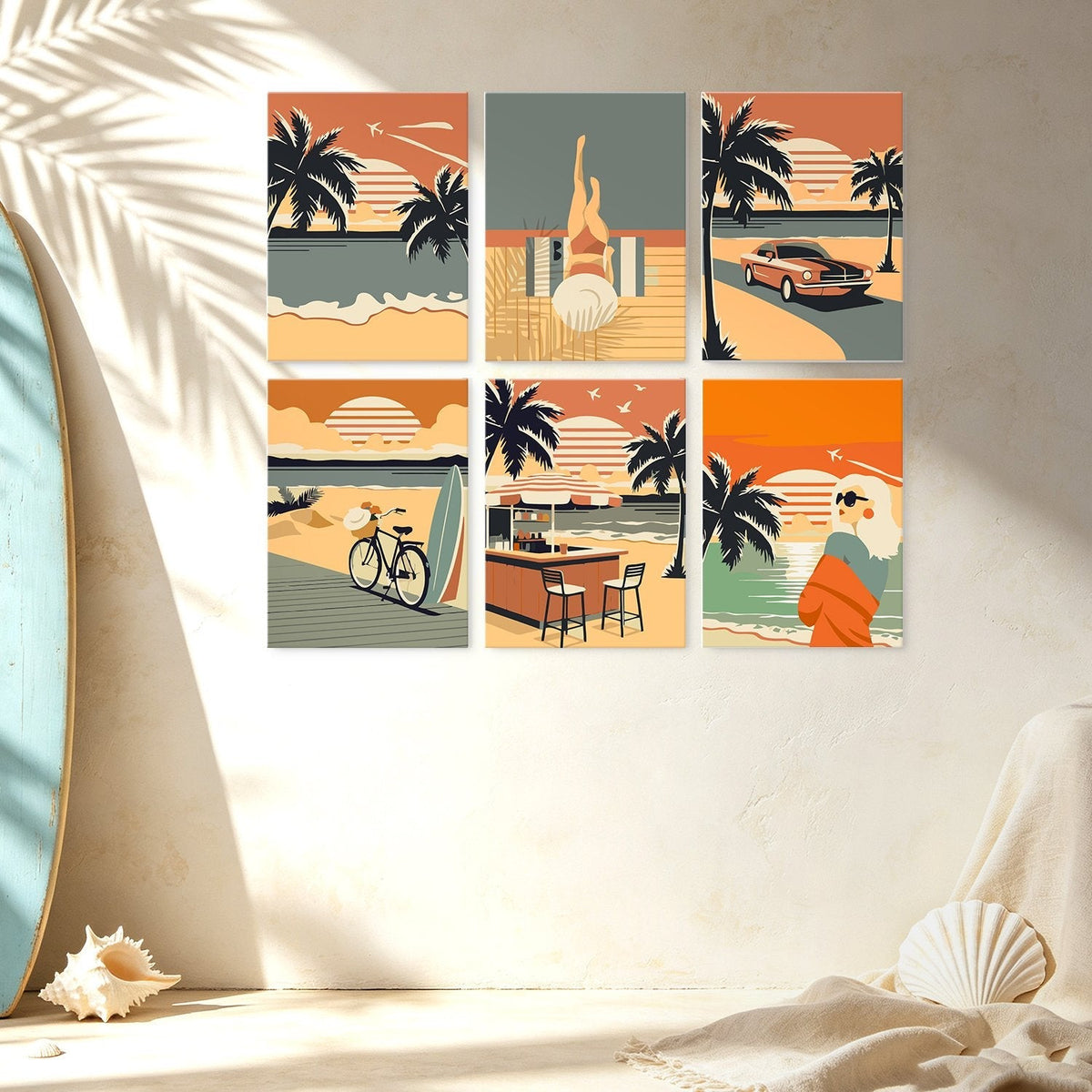 Palm Coast Getaway – Set of 6 Mini Paintings - Judy Paint