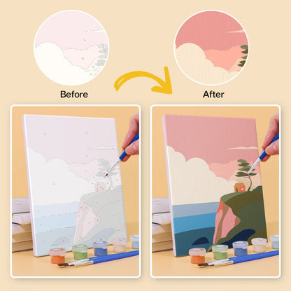 Before and after painting by numbers