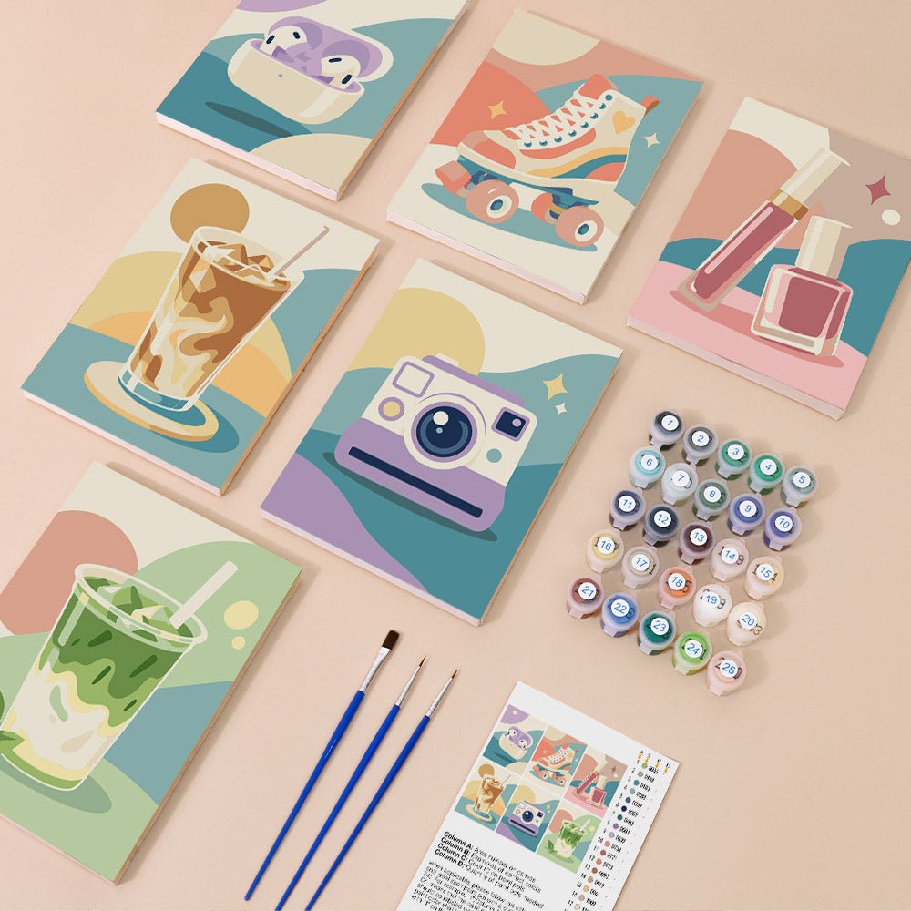 Everything in the Pastel It Girl mini painting kit