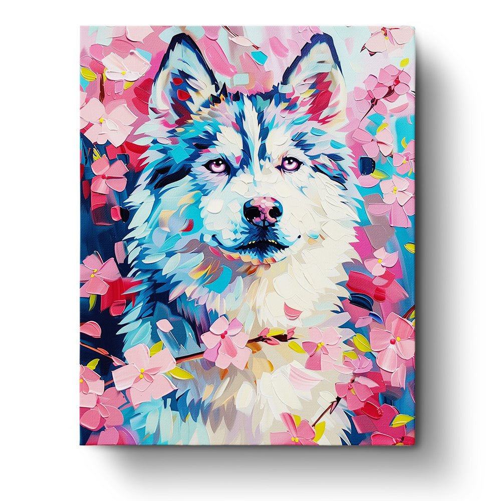 Pastel Wolf with Blossoms - Abstract Animals - Judy Paint