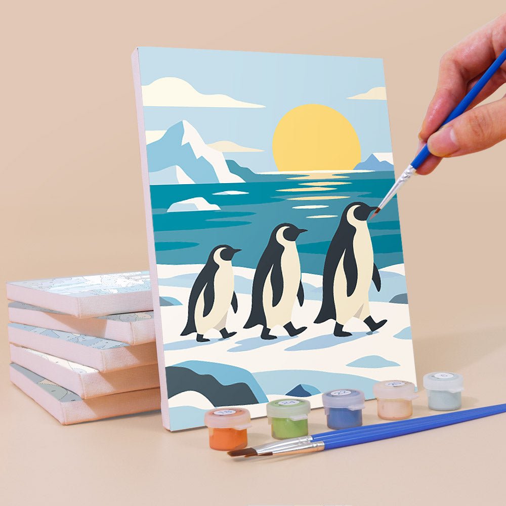 Penguin Parade mini painting set