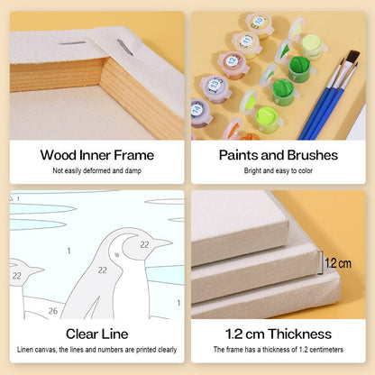 Wood inner frame, paints and brushes, clear lines, 1.2 cm thickness