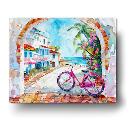 Pink Bike at the Beach - Judy Paint