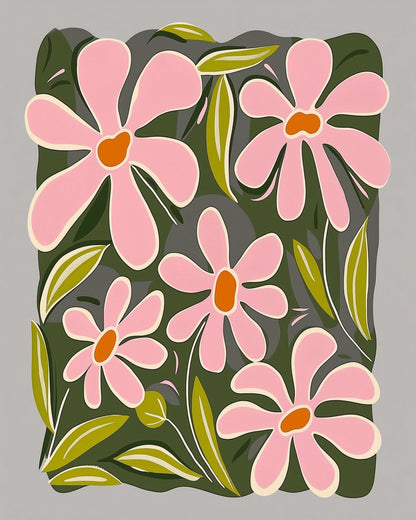 Pink Blooms Serenity - Minimalistic - Judy Paint