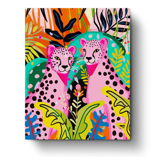 Pink Cheetahs in the Jungle - Abstract Animals - Judy Paint