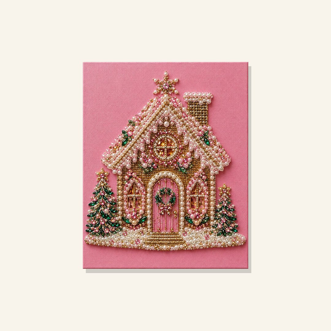 Pink Pearl Christmas Cottage - Pearl Painting - Judy Paint