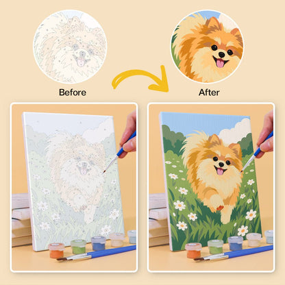Before and after painting by numbers