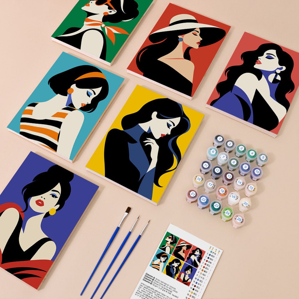 Everything in the Pop Art Divas mini painting kit
