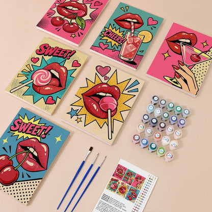 Everything in the Pop Lips mini painting kit