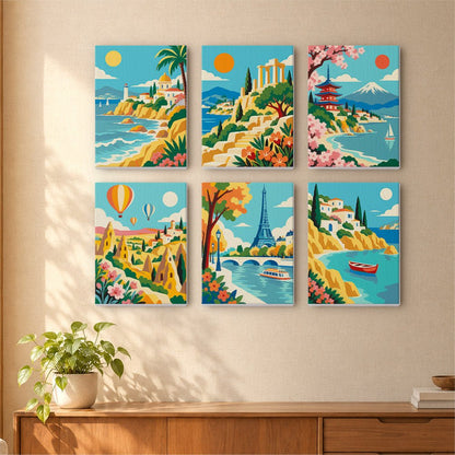 Postcard Destinations mini painting set