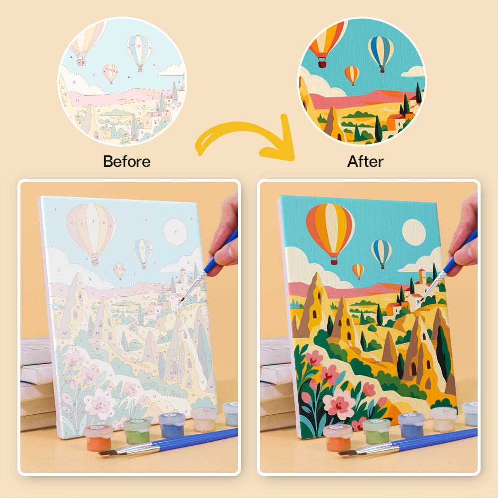 Before and after painting by numbers