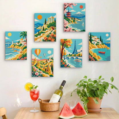 Postcard Destinations mini painting set
