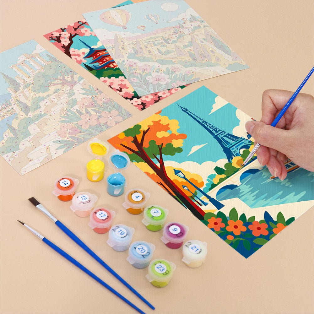 Postcard Destinations mini painting set