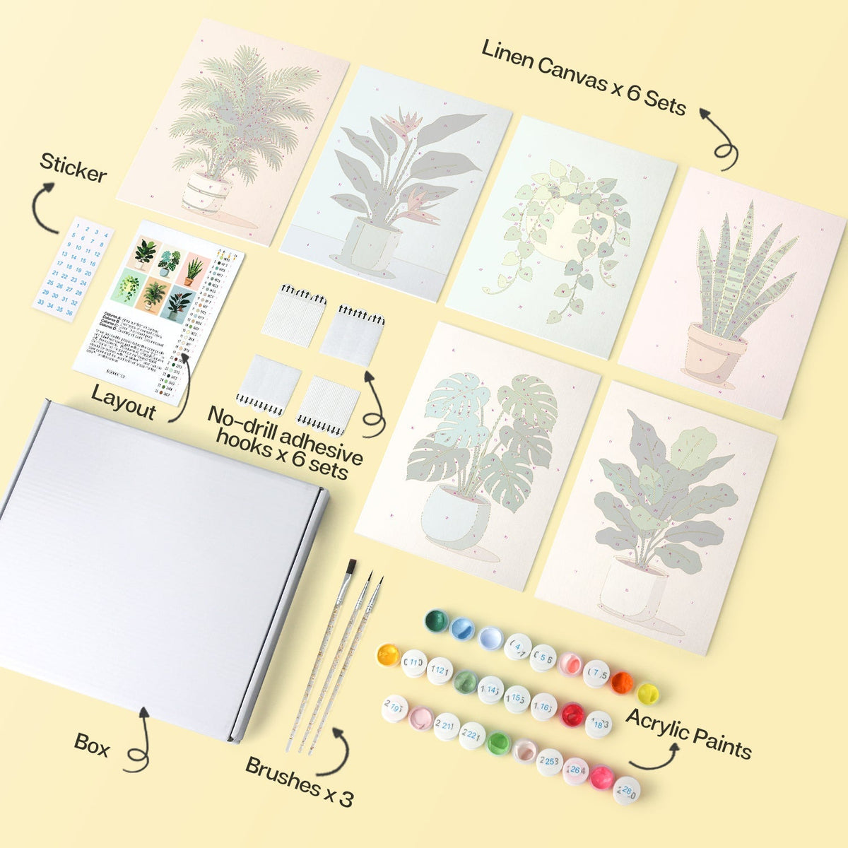 Potted Greens – Set of 6 Mini Paintings - Judy Paint