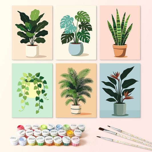 Potted Greens – Set of 6 Mini Paintings - Judy Paint