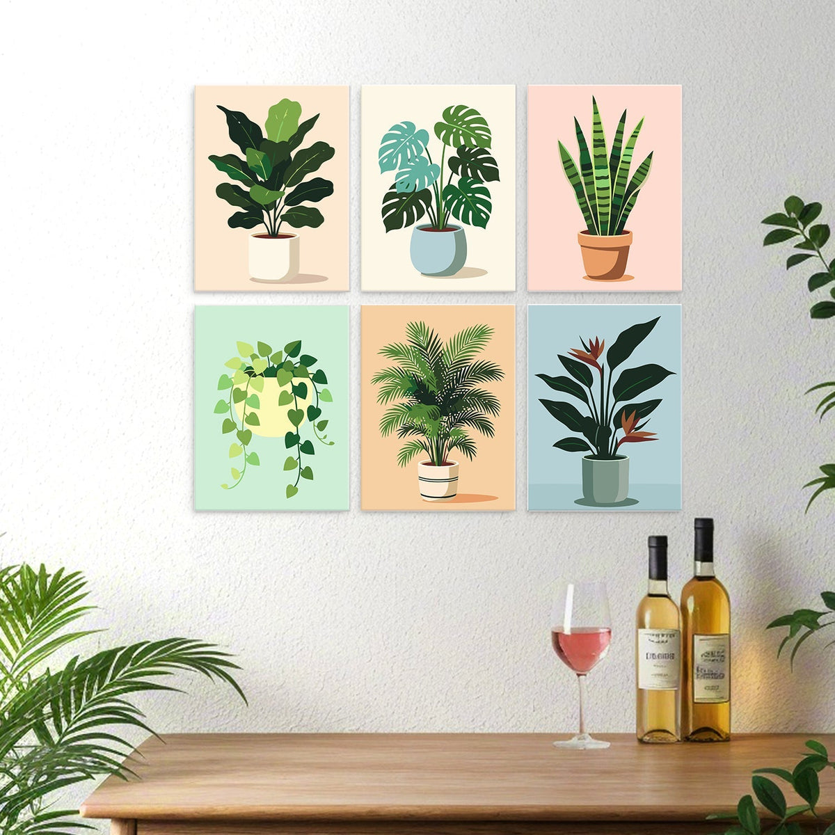Potted Greens – Set of 6 Mini Paintings - Judy Paint
