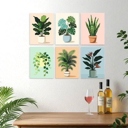Potted Greens – Set of 6 Mini Paintings - Judy Paint