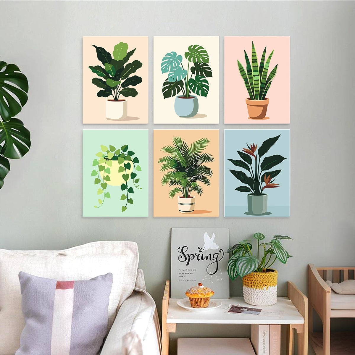 Potted Greens – Set of 6 Mini Paintings - Judy Paint