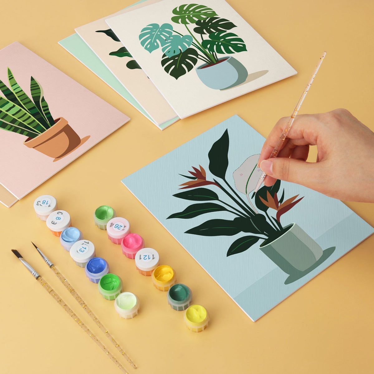Potted Greens – Set of 6 Mini Paintings - Judy Paint