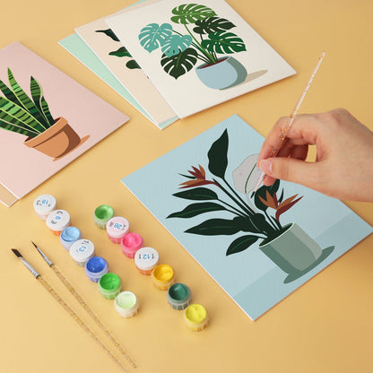 Potted Greens – Set of 6 Mini Paintings - Judy Paint