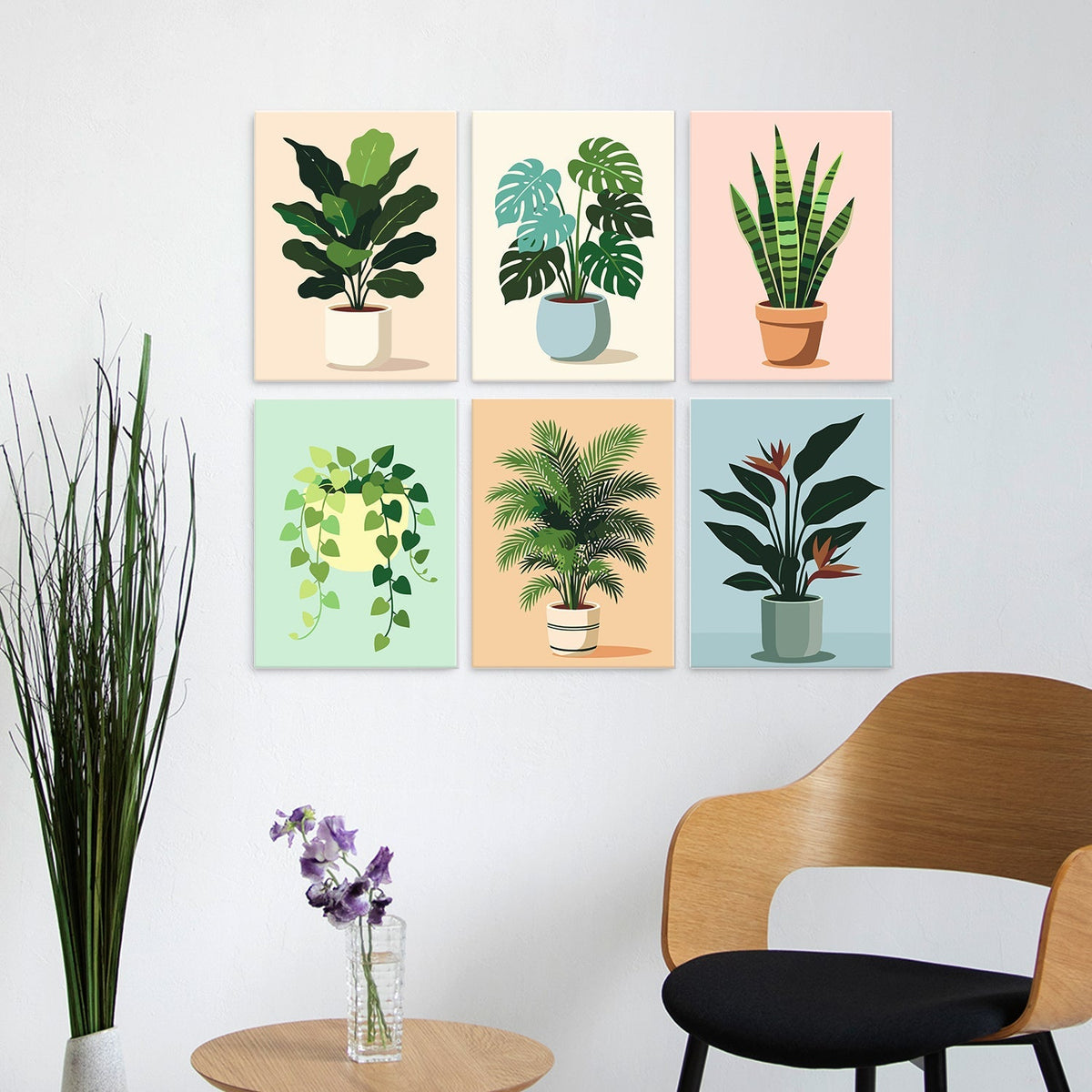 Potted Greens – Set of 6 Mini Paintings - Judy Paint
