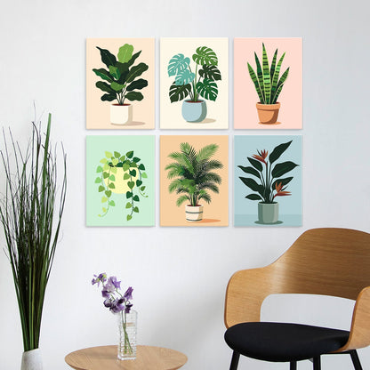 Potted Greens – Set of 6 Mini Paintings - Judy Paint