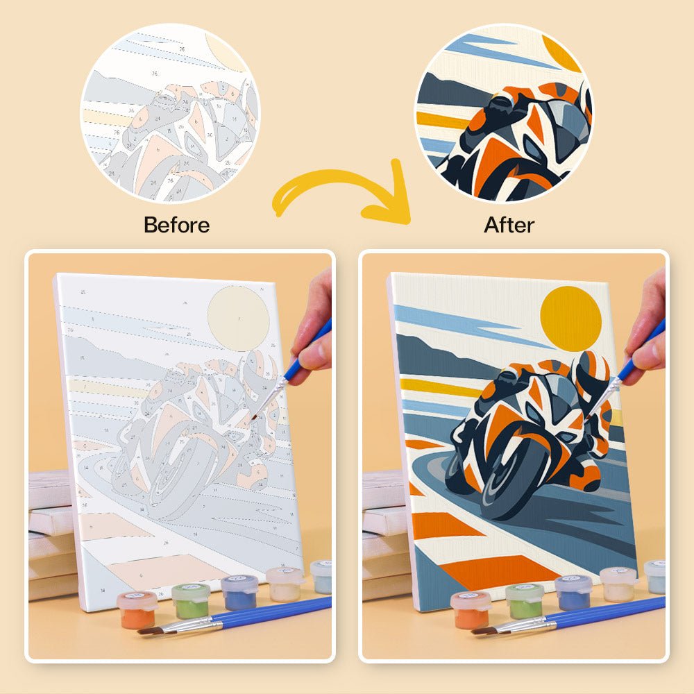 Before and after painting by numbers