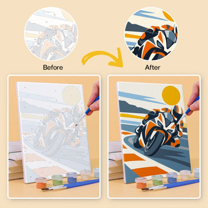 Before and after painting by numbers
