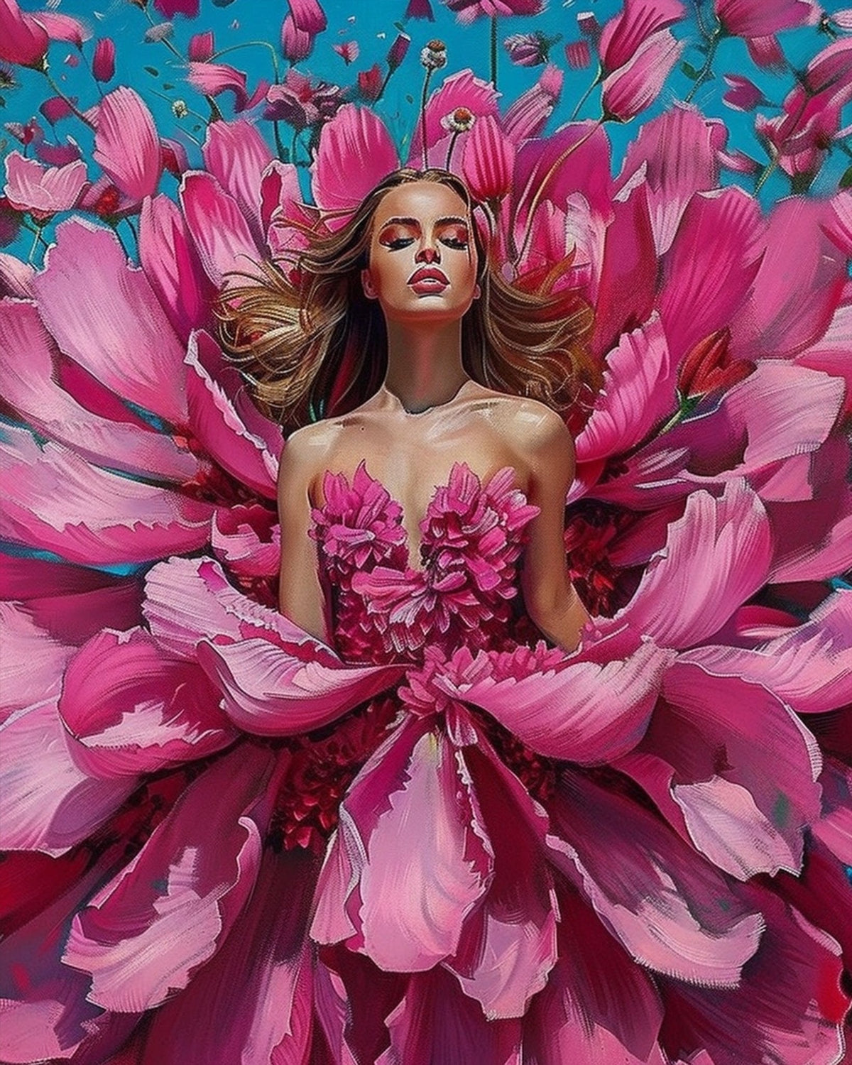 Radiant Blossom Embrace - Floral Women - Judy Paint