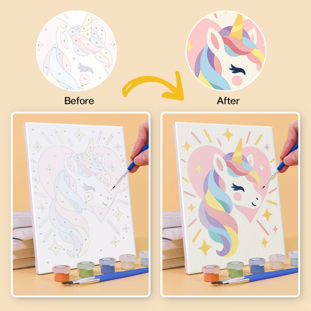 Before and after painting by numbers