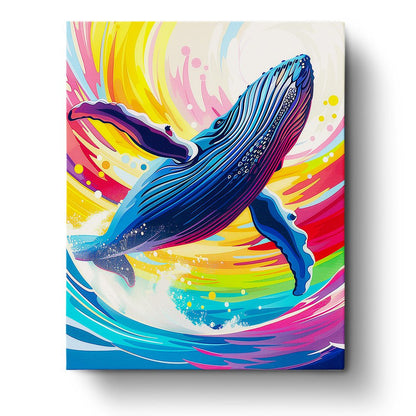 Rainbow Whale Adventure - Abstract Animals - Judy Paint