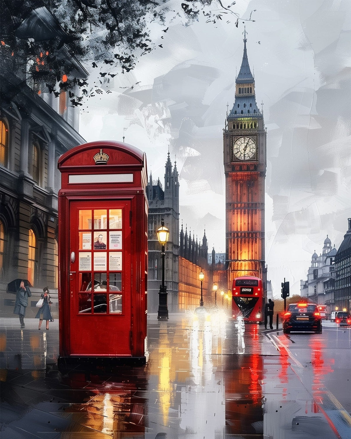Rainy Day in London with Big Ben - Judy Paint